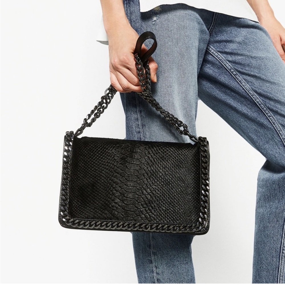 Zara Black Chain Embossed Bag